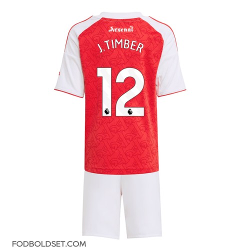 Arsenal Jurrien Timber #12 Hjemme Trøje Børn 2025-26 Kortærmet (+ Korte bukser)